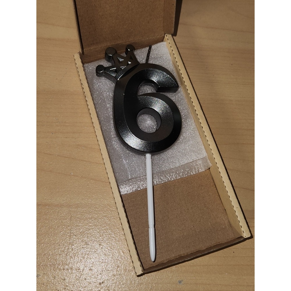 Number 6 Birthday Candles for Cake,3.15 Inch Black 3D Design Cake Candle Topper